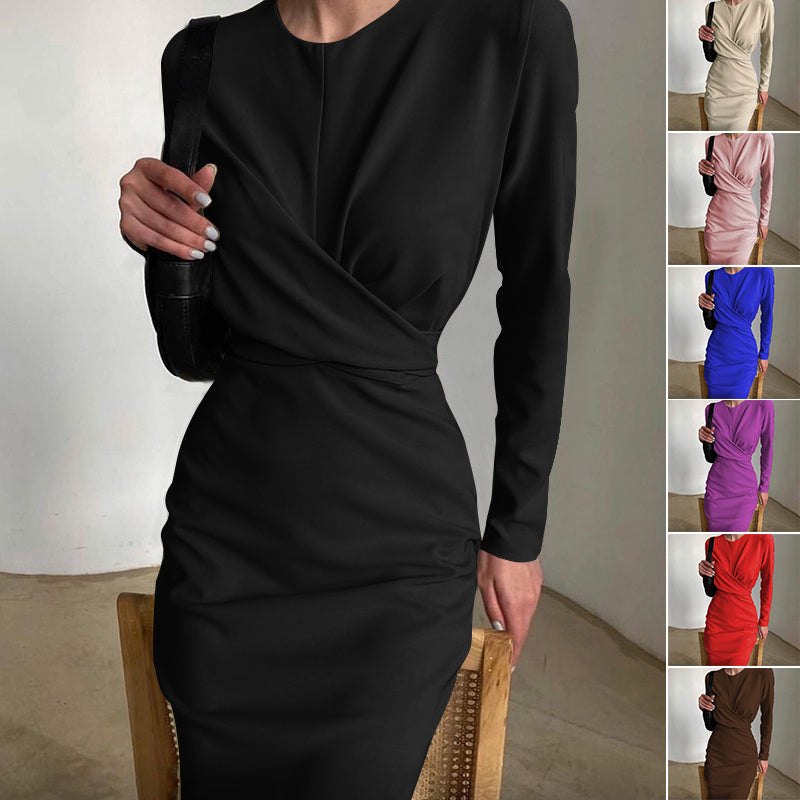 Retro Slim Waist Wrap Hip Dress