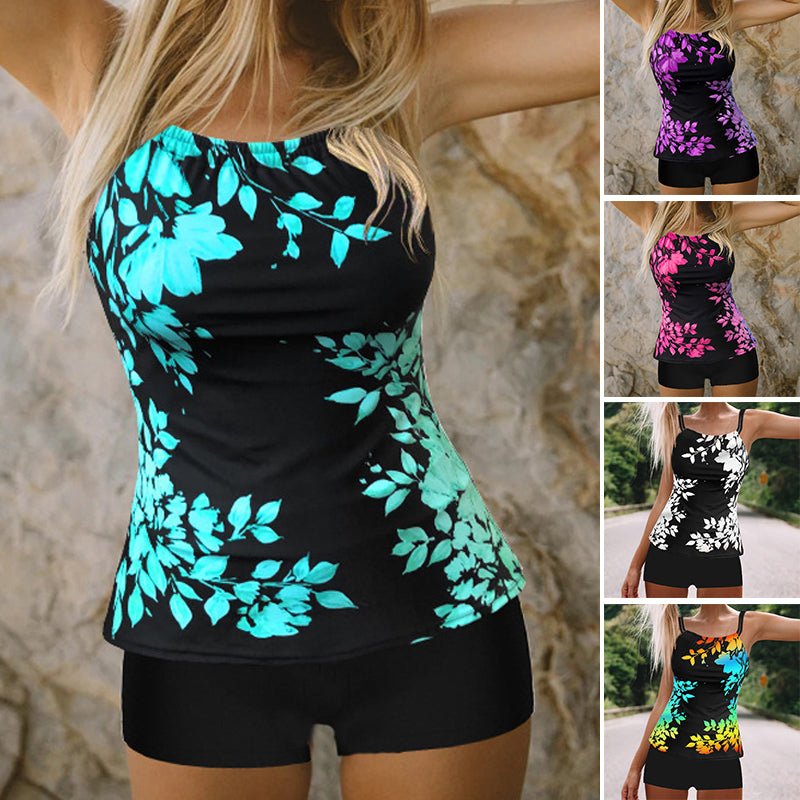 Leaf Print Boxer Swimsuit