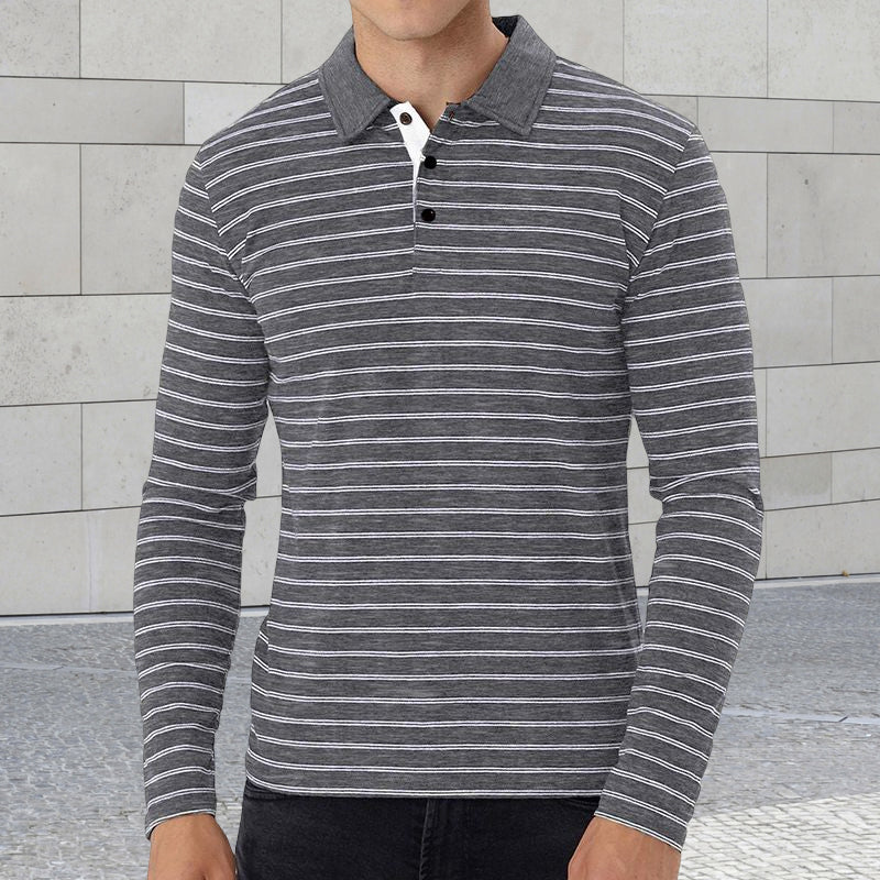 Striped Long Sleeve Polo Shirt