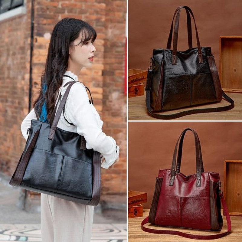 Large-Capacity Leather Texture Soft Leather Big Bag