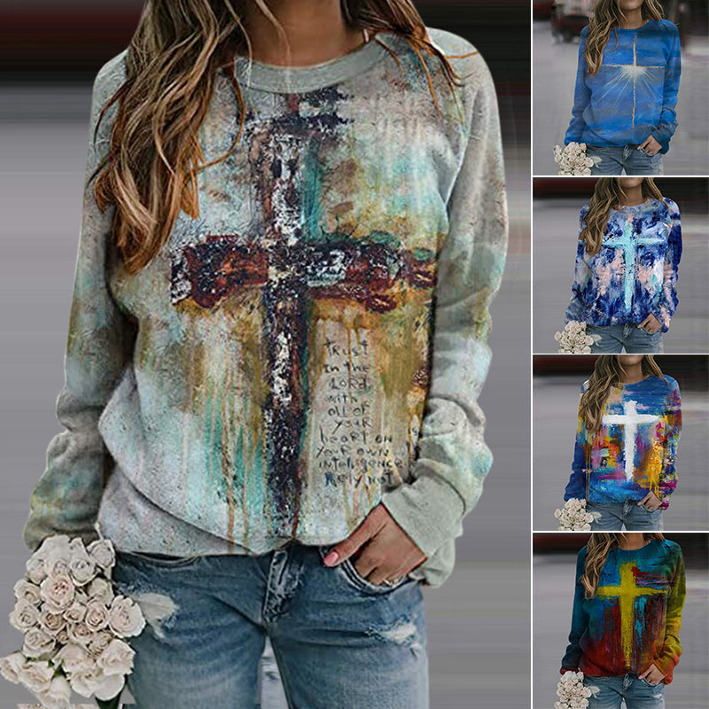 Crucifix Print Sweatshirt