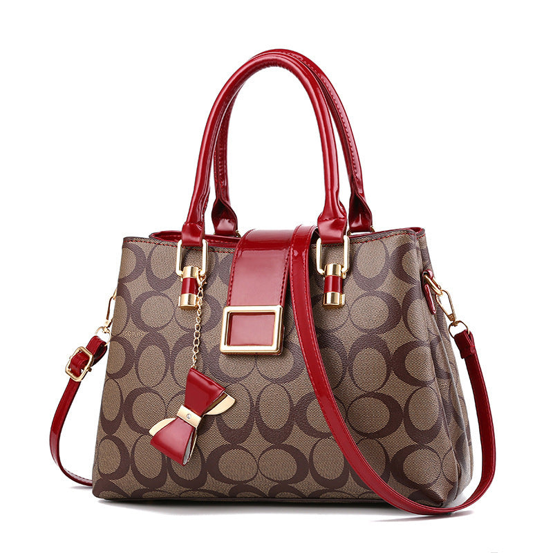 Printed Bow Leather Bag