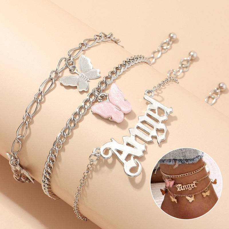 Angel Butterfly Anklet 3 Piece Set
