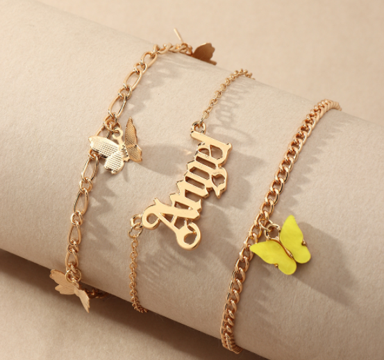 Angel Butterfly Anklet 3 Piece Set