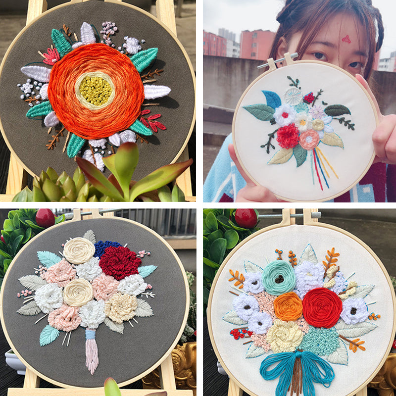 Colorful floral embroidery craft kits