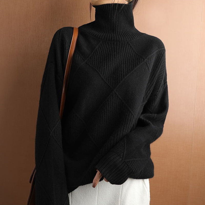 Turtleneck Cashmere Loose Cardigan