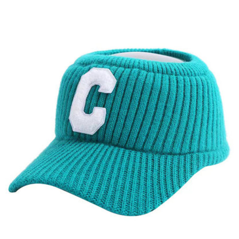 New C Letter Knitted Visor Cap