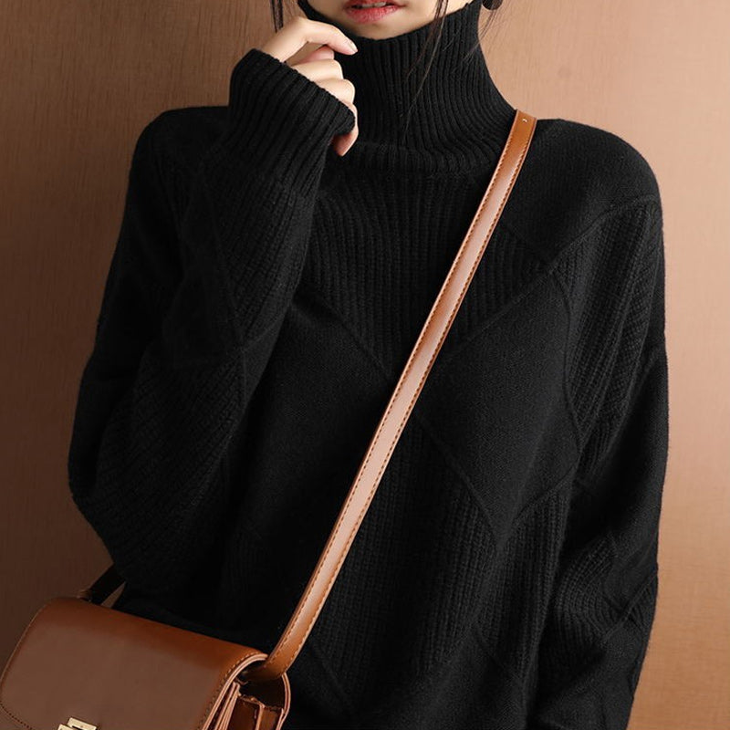 Turtleneck Cashmere Loose Cardigan