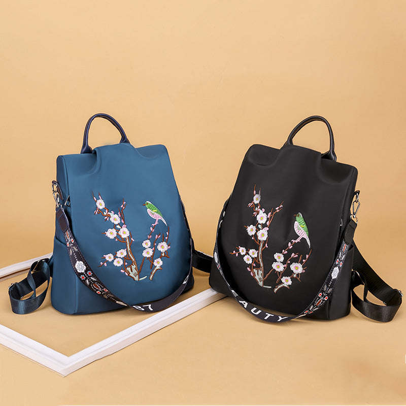 Embroidered Anti-theft Backpack