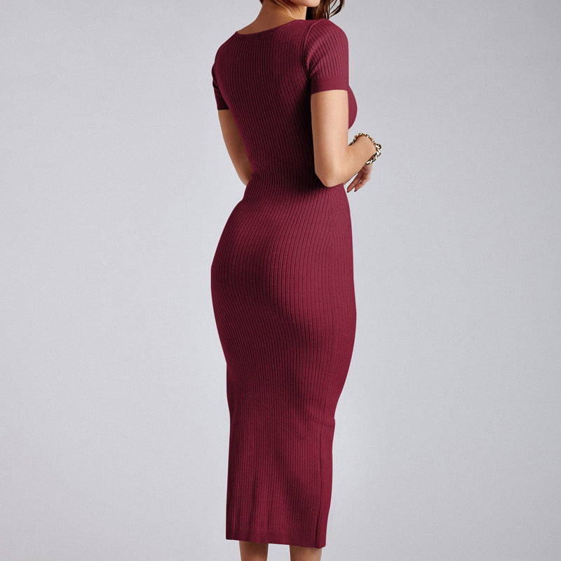 Sexy Crew Neck Tight Slit Long Dress