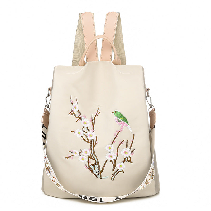 Embroidered Anti-theft Backpack