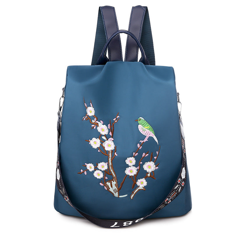 Embroidered Anti-theft Backpack