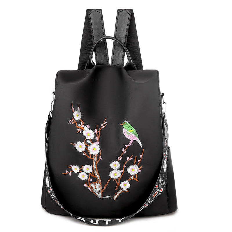Embroidered Anti-theft Backpack
