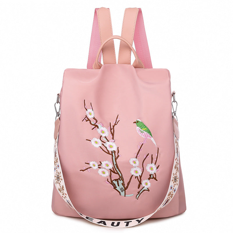 Embroidered Anti-theft Backpack
