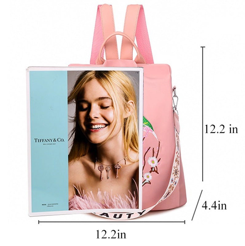 Embroidered Anti-theft Backpack