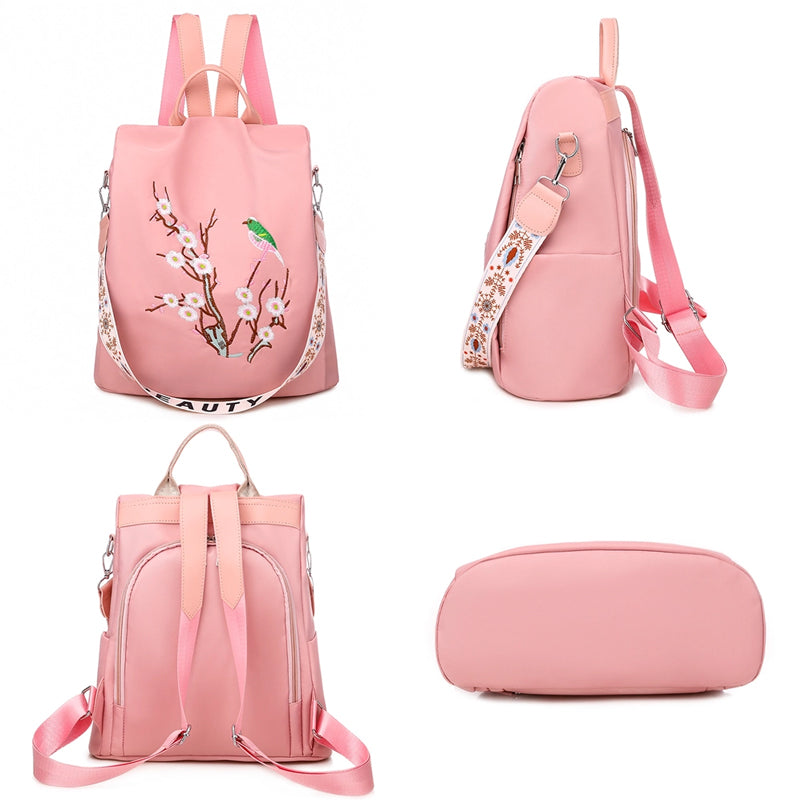Embroidered Anti-theft Backpack