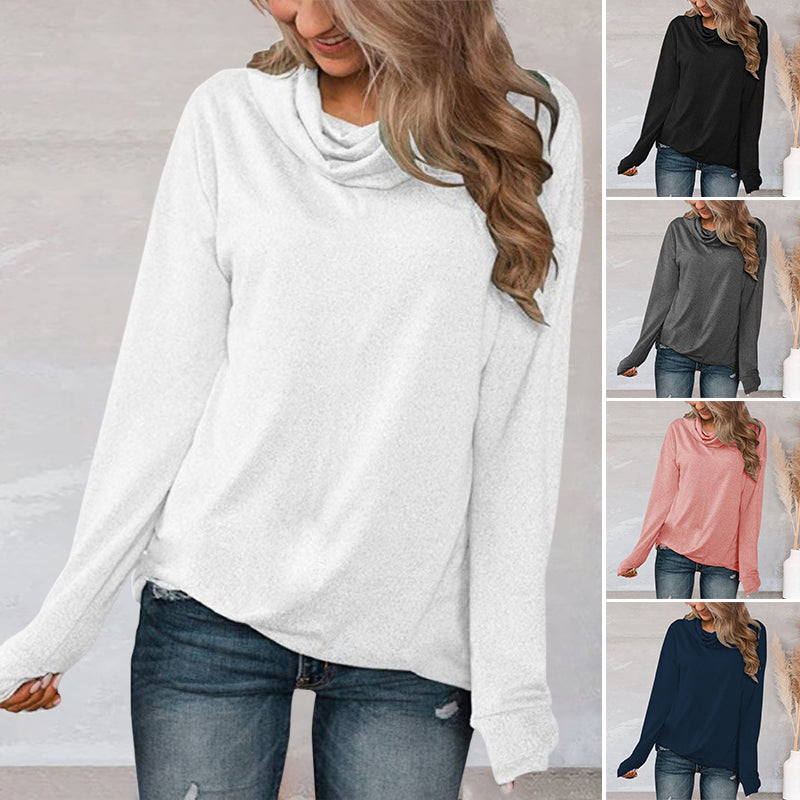 Pullover Pile Neck Long Sleeve T-Shirt