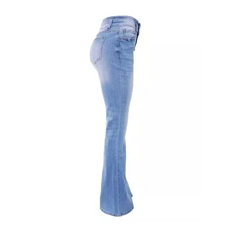 Multi-button Flared Jeans
