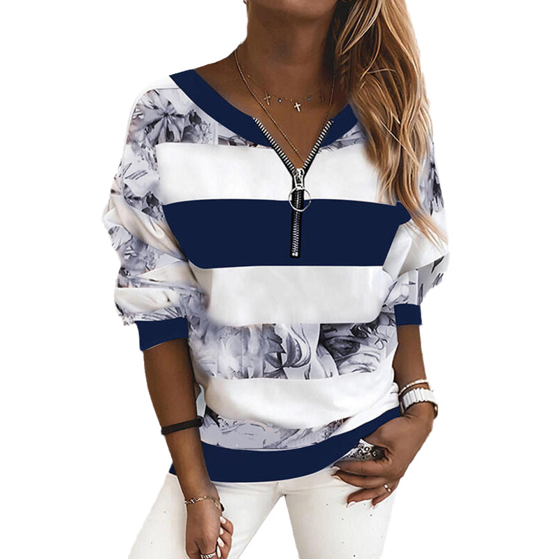 Printed V-Neck Pullover T-Shirt