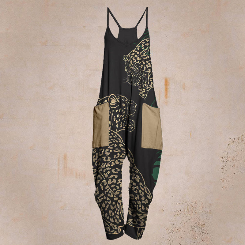 Casual Leaf Print Comfortable Jumpsuit