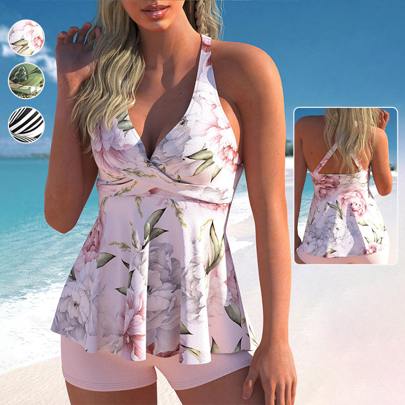 Skirt Bikini Boxer Print Swimsuit
