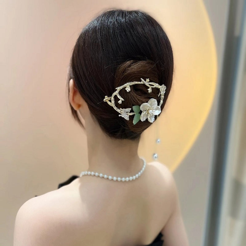 Floral Fringed Butterfly Hairpin