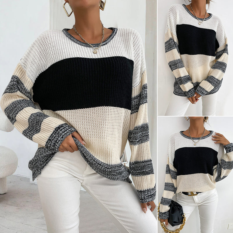 Crew Neck Contrast Sweater