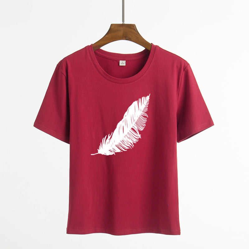 Feather Print Short Sleeve T-Shirt