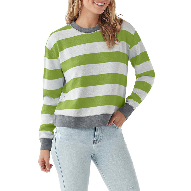 Round Neck Striped Fashion Slim Fit Long Sleeve Sweatshirt
