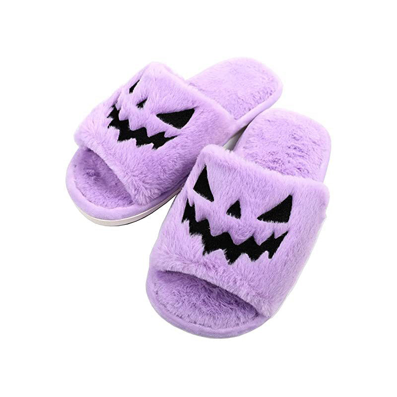 Halloween Pumpkin Lantern Plush Slippers