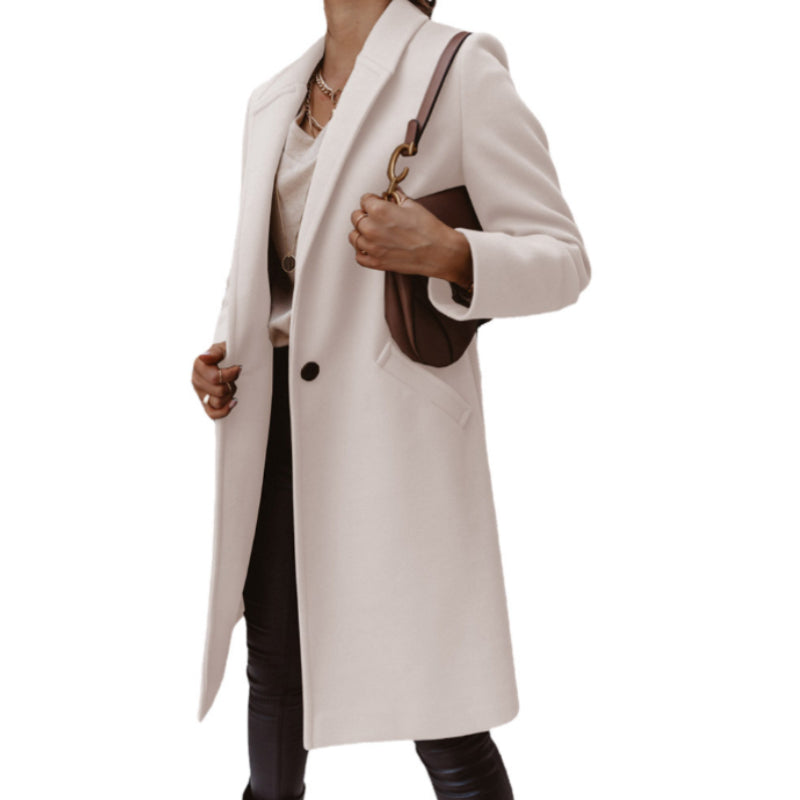 Lapel Button Wool Coat