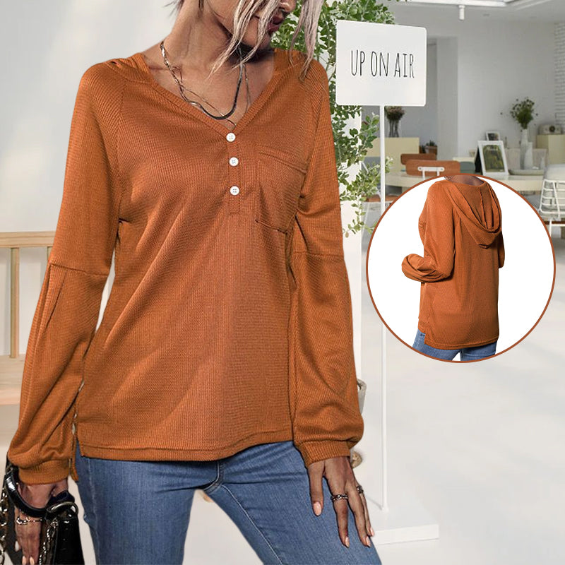 Women's Autumn Solid Color Long Sleeve Hooded Knitwear