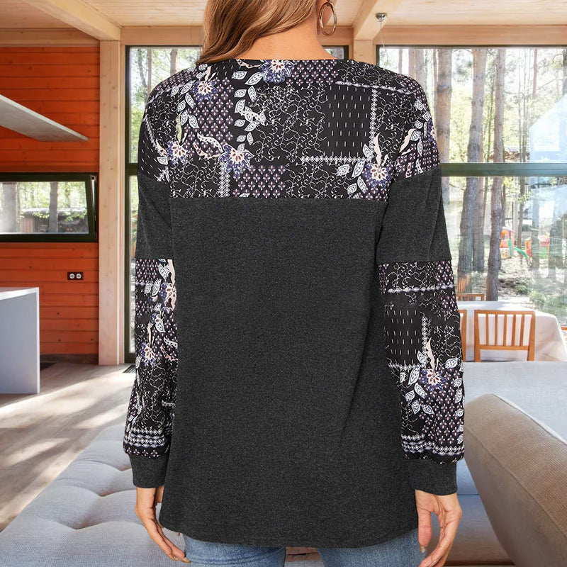 Printed Panel Long Sleeve T-Shirt