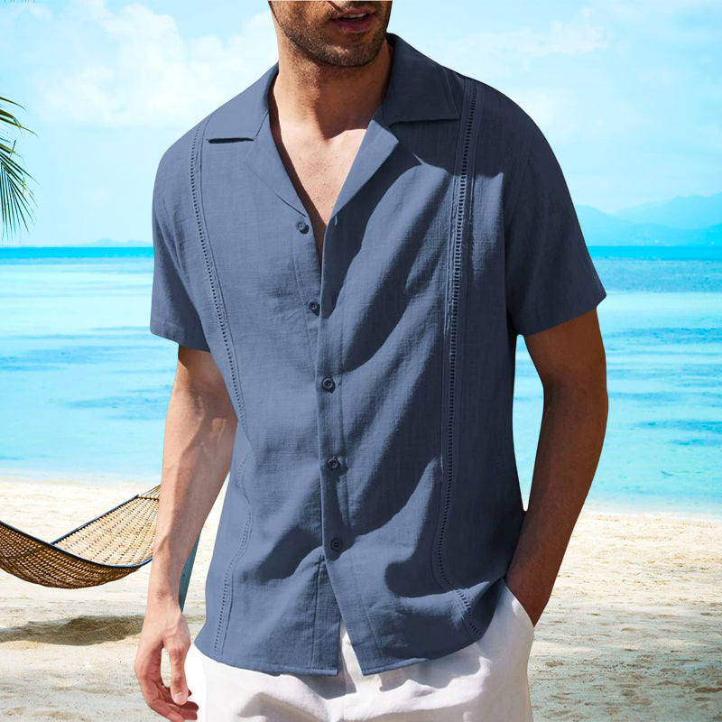 Men Linen Short Sleeve Shirt