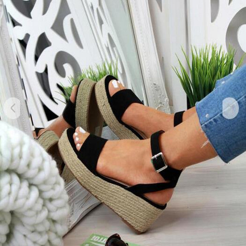 Women's Hemp Rope Buckle Sandals