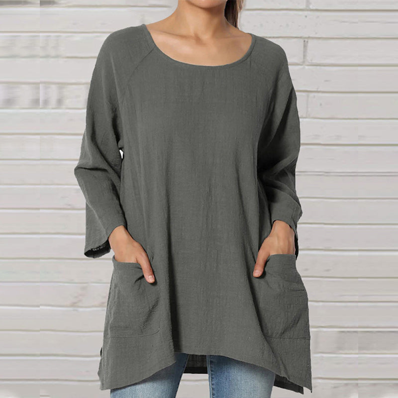 Women's Casual Loose Linen Blouse Tops