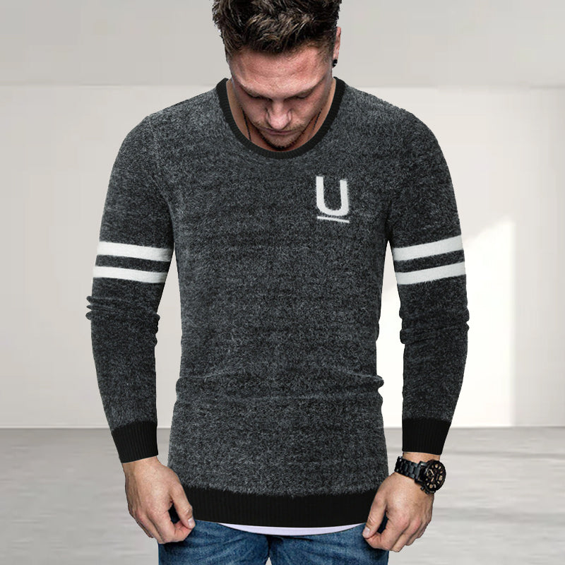 Men's Striped Letter Sweater