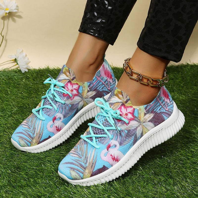 Printed Lace-Up Sneakers