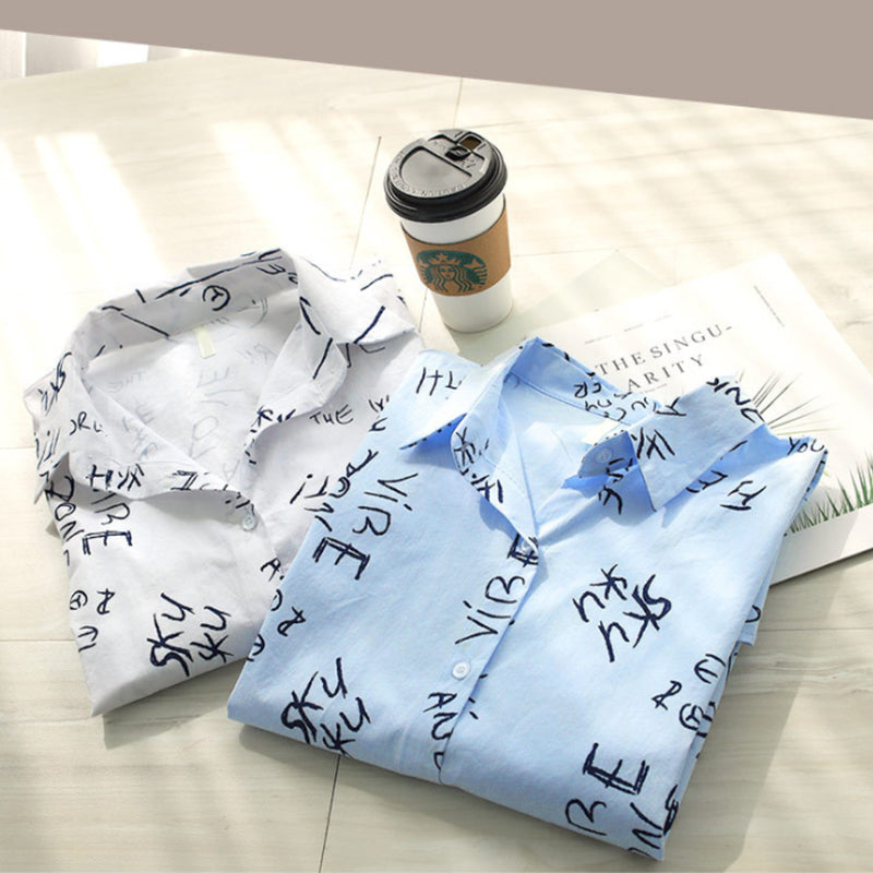 Long Sleeve Blouse With Letter Print