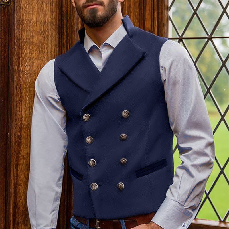 Solid Double Breasted Vest