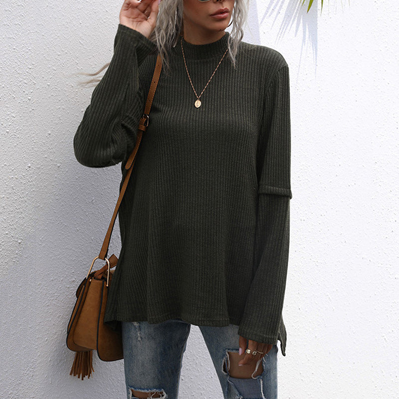 Women's autumn irregular stitching knitted sweater