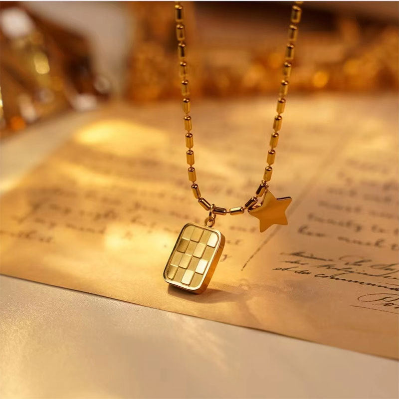 Checkerboard Shape Necklace