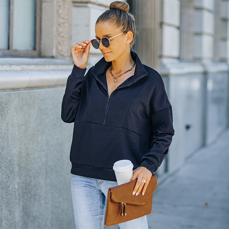 Turtleneck Solid Color Sweatshirt