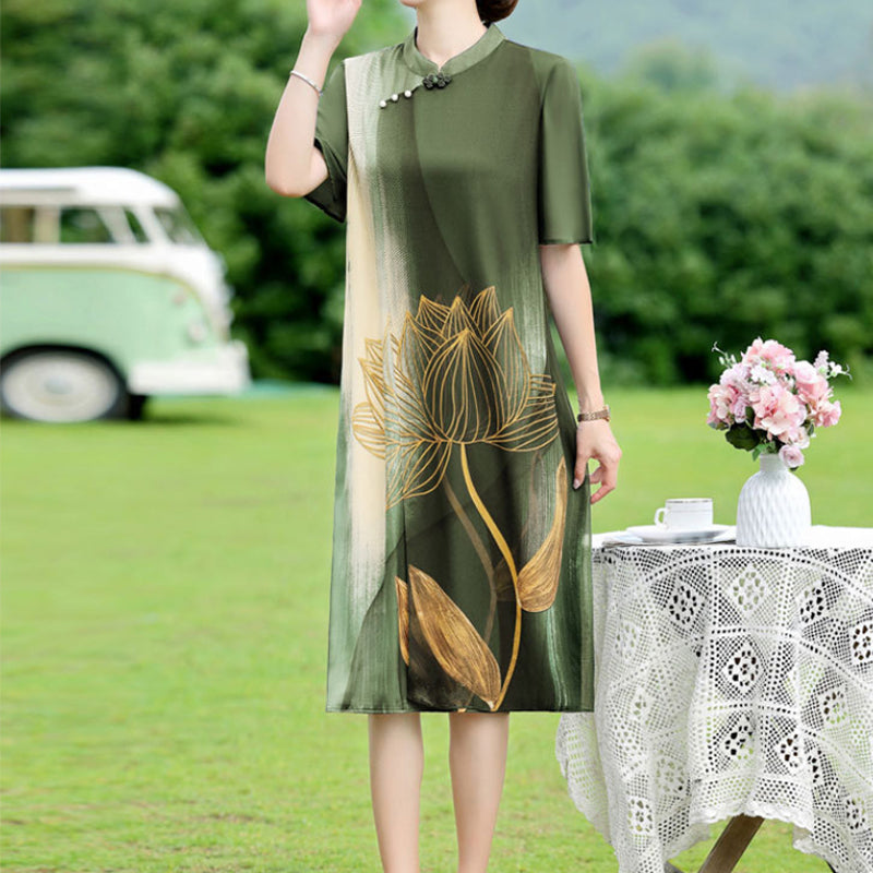 Retro Printing Temperament Chiffon Skirt