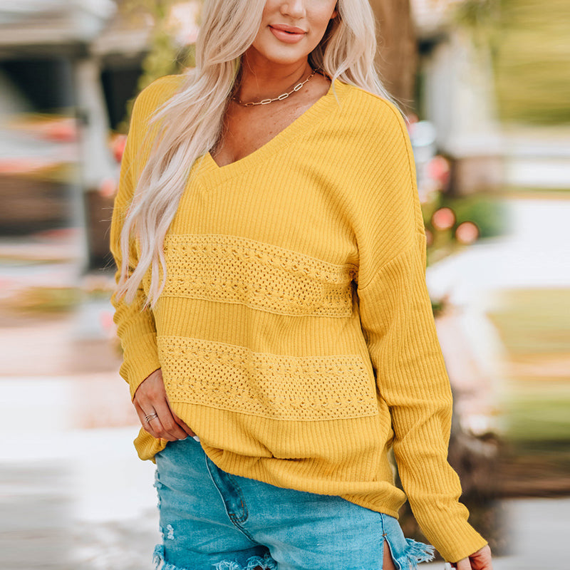 Ribbed V-Neck Sweater