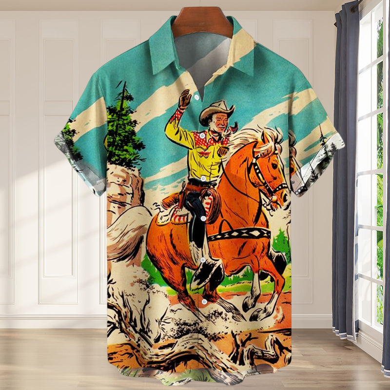 Men's Retro Print Shirt