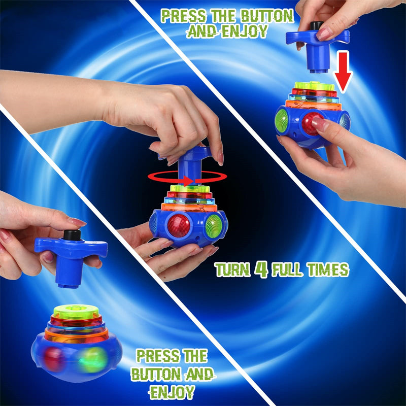 Music Flashing Spinners Toy with Launcher