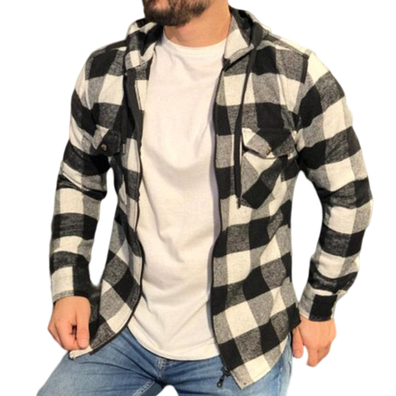 Men's Zip Plaid Shirt