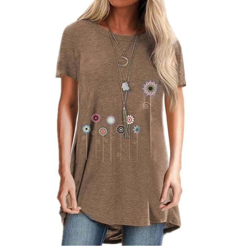Floral Print Midi T-Shirt