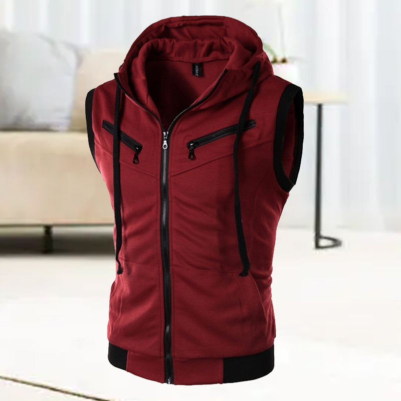 Men's Sleeveless Slim Fit Hoodie Vest